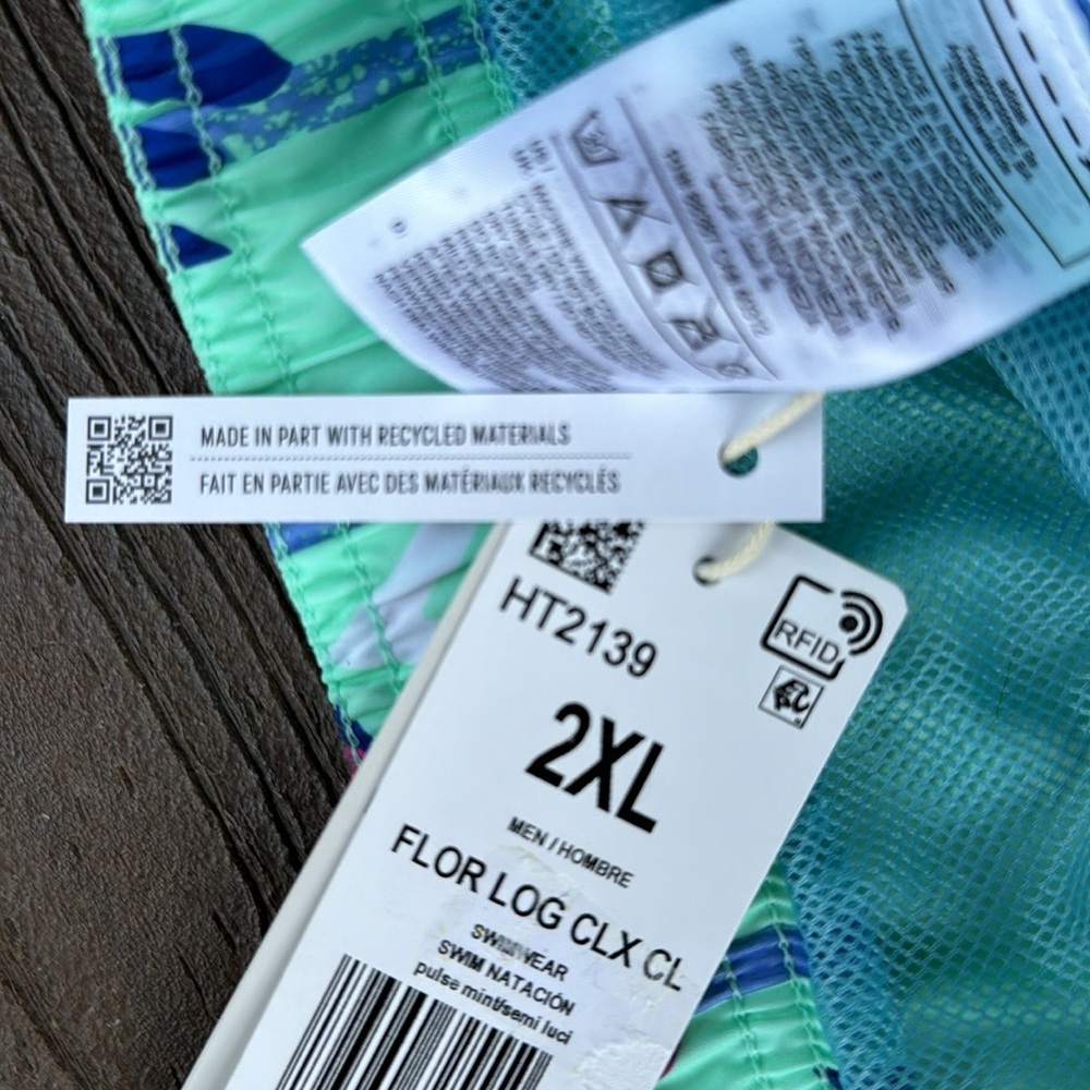 NWT Men’s XXL Adidas Swimsuit in Pulse Mint/Semi Lucid Blue - Picture 8 of 12